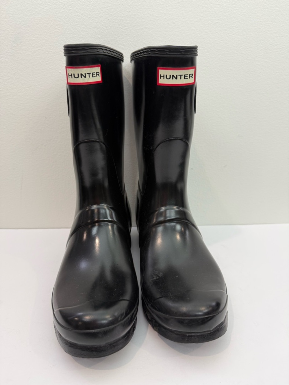 Hunter Womens Short Gloss Rainboot Black Size 10